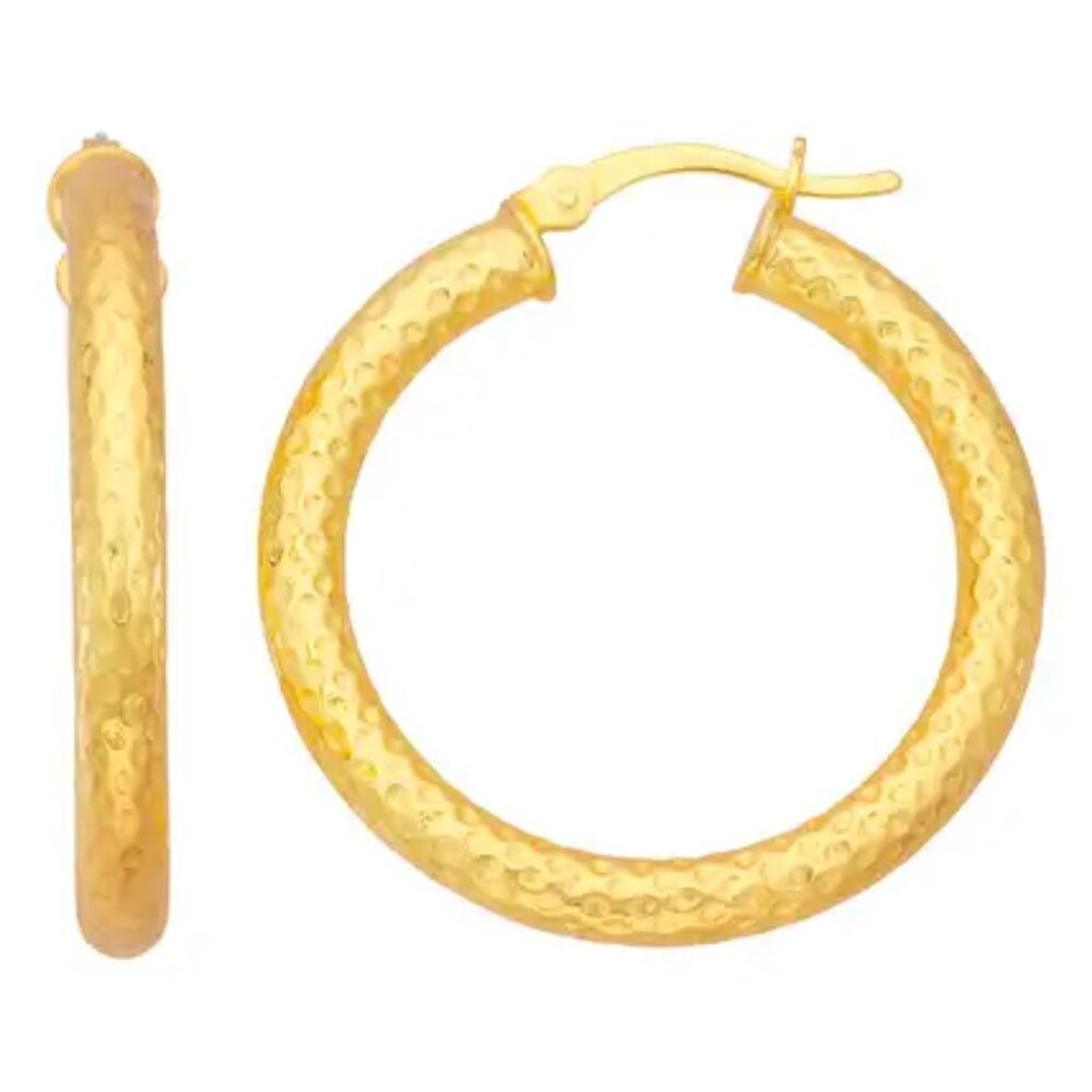 FZN Textured Tube Hoop Earrings